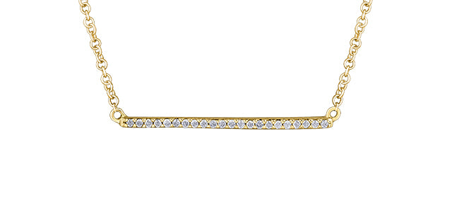 10K Yellow Gold Bar Diamond Pendant 0.10CTW.