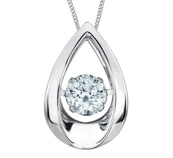 10K White Gold Drop Diamond Pendant 0.30CTW.