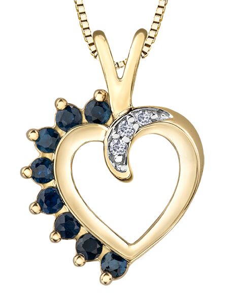 10K Yellow Gold Heart Gemstone Pendant CTW.