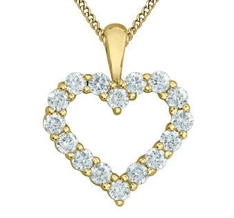 10K Yellow Gold Heart Diamond Pendant 0.33CTW.