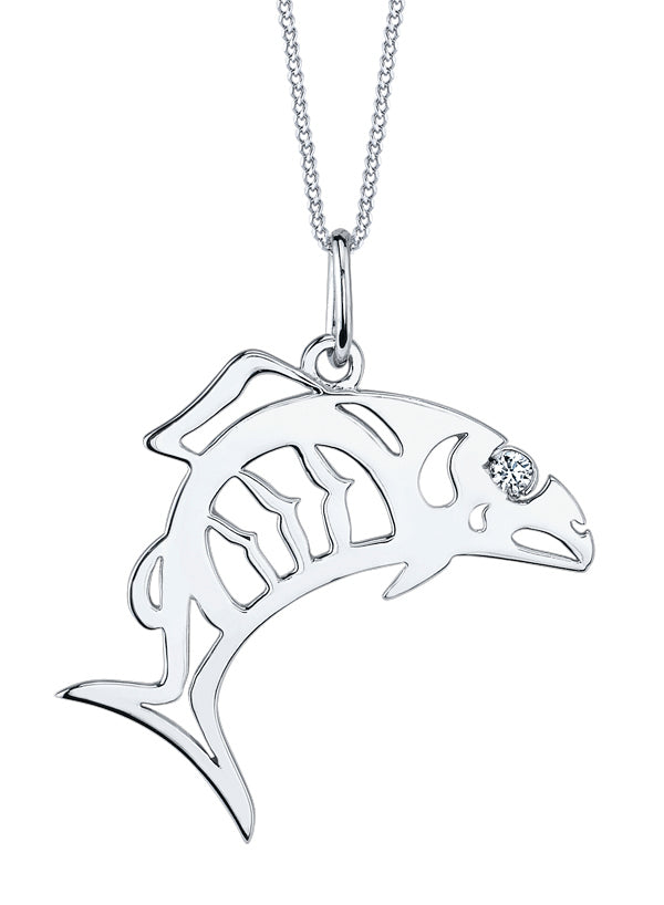 10K White Gold Diamond Pendant 0.02CTW.
