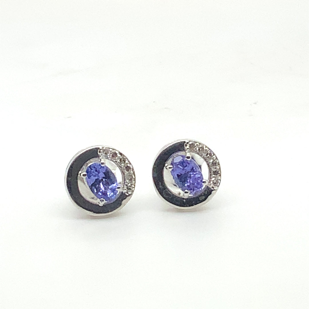 Sterling Silver Stud Gemstone Earrings CTW.