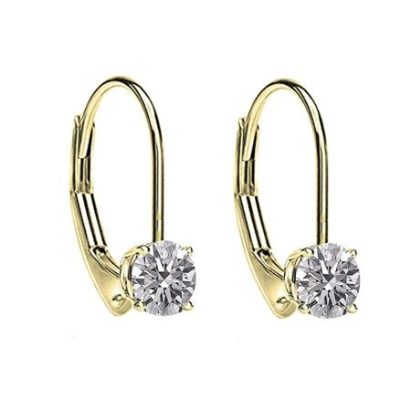 14K Yellow Gold Lever Back Diamond Earrings 0.60CTW.