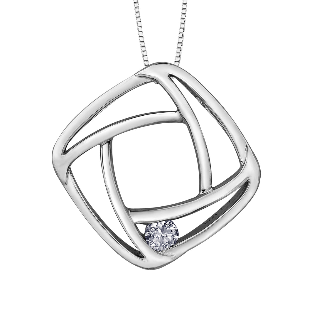 10K White Gold Diamond Pendant 0.08CTW.