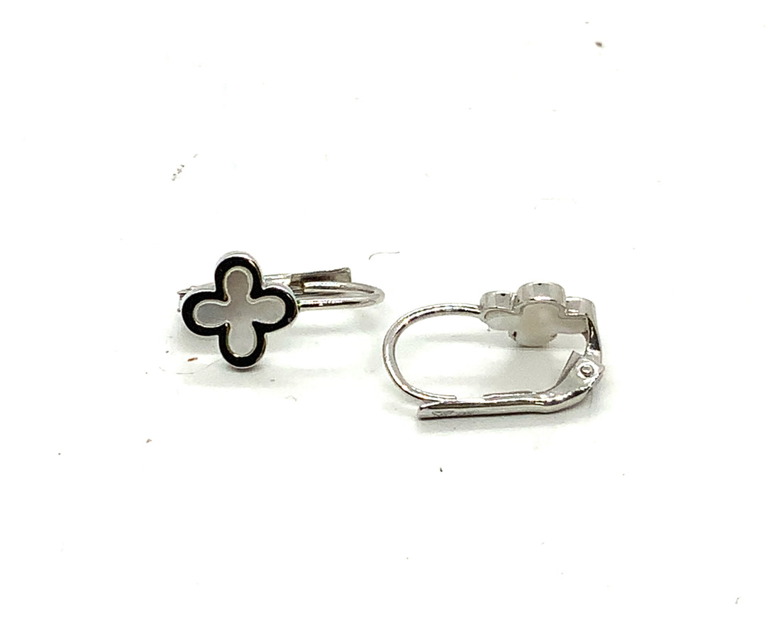 10K White Gold Lever Back Gold Earrings