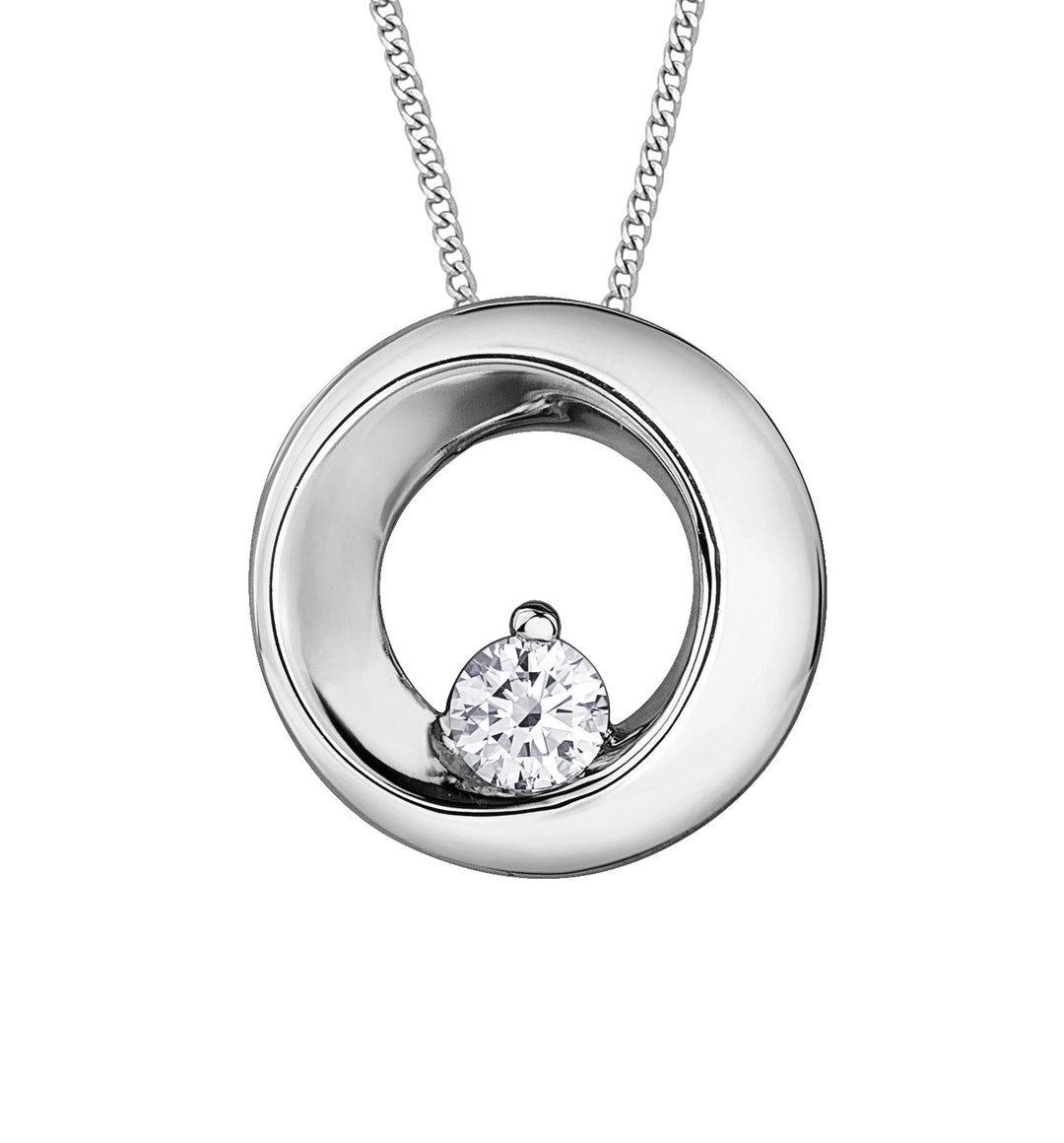 10K White Gold Diamond Pendant 0.10CTW.