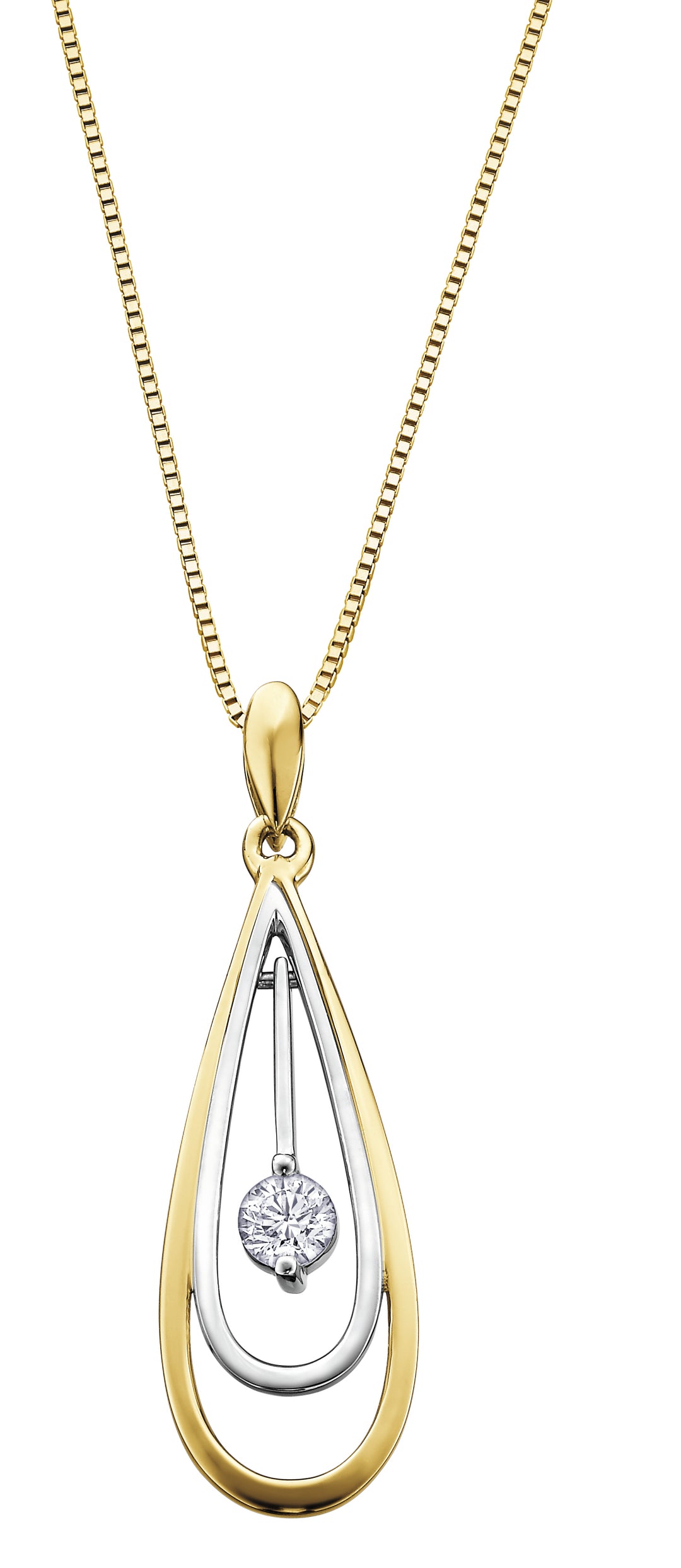 10K Two Tone Diamond Pendant 0.10CTW.
