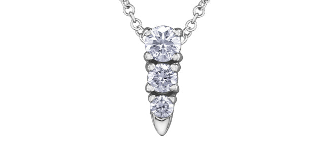 14K White Gold Icicle Diamond Pendant 0.14CTW.