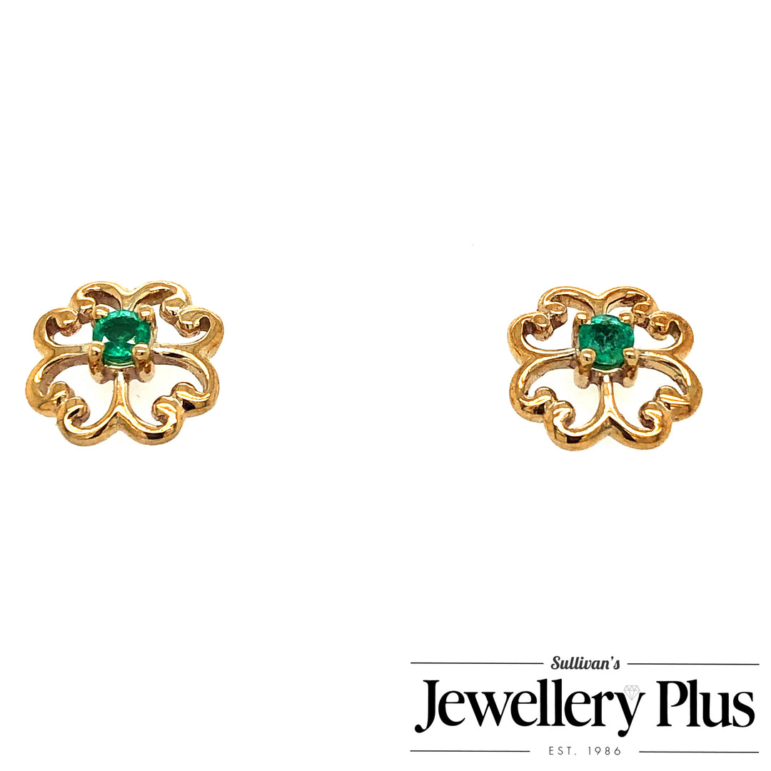 10K Yellow Gold Stud Gemstone Earrings CTW.