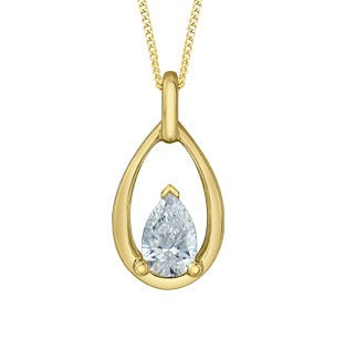 10K Yellow Gold Drop Diamond Pendant 0.30CTW.