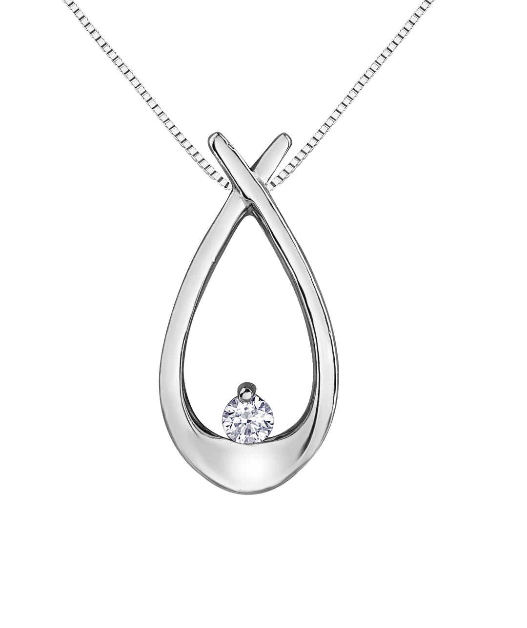 10K White Gold Diamond Pendant 0.04CTW.