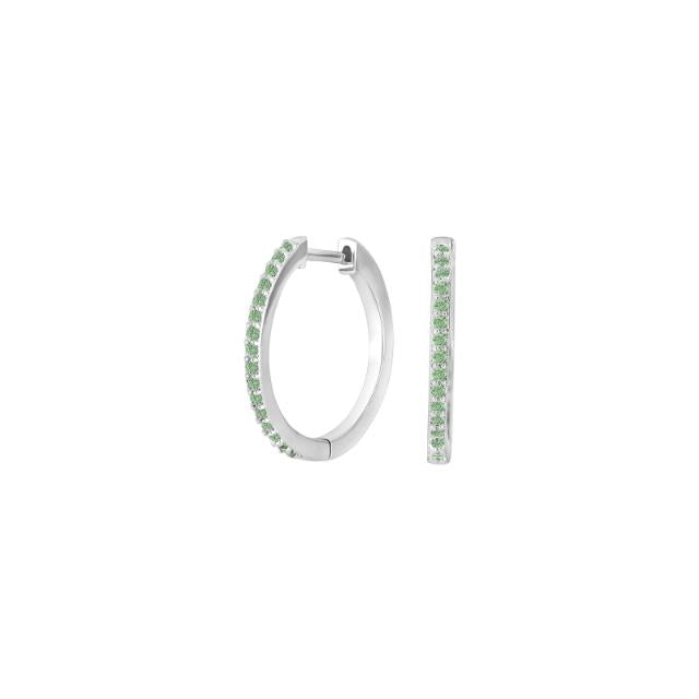 Sterling Silver White Gold Medium Hoop Silver Earrings