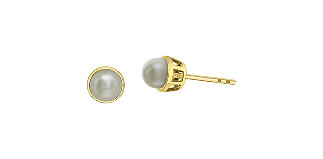 10K Yellow Gold Stud Pearl Earrings MM.