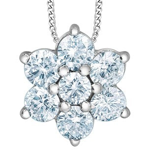 10K White Gold Cluster Diamond Pendant 0.756CTW.