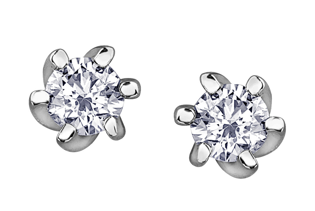 10K White Gold Stud Diamond Earrings 0.15CTW.