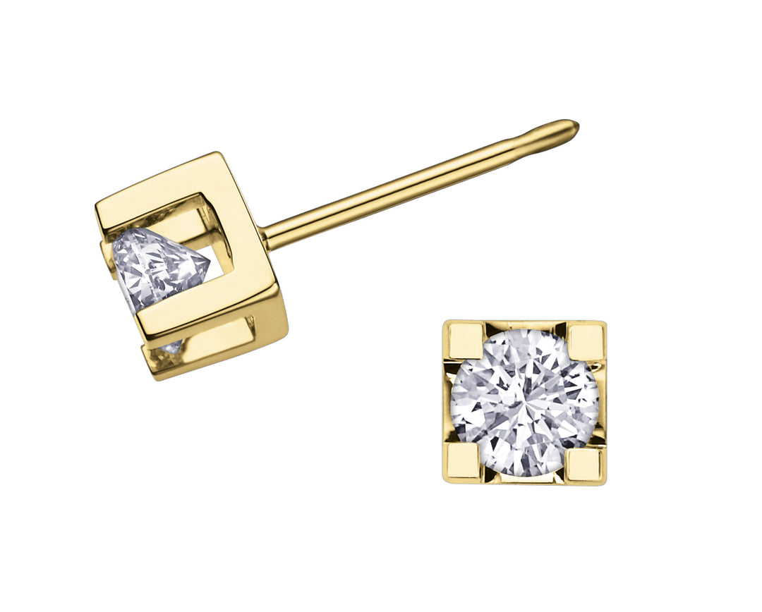 10K Yellow Gold Stud Diamond Earrings 0.18CTW.
