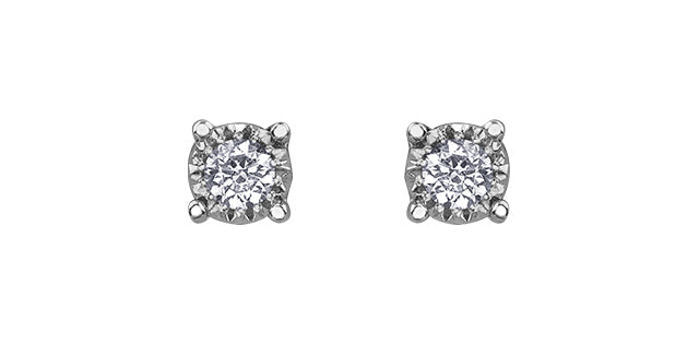 10K White Gold Stud Diamond Earrings 0.35CTW.