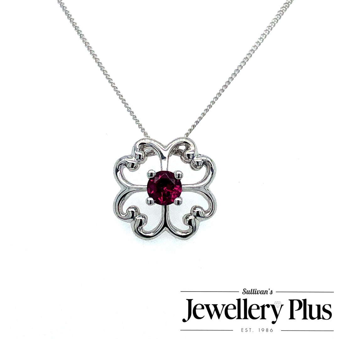 10K White Gold Gemstone Pendant CTW.