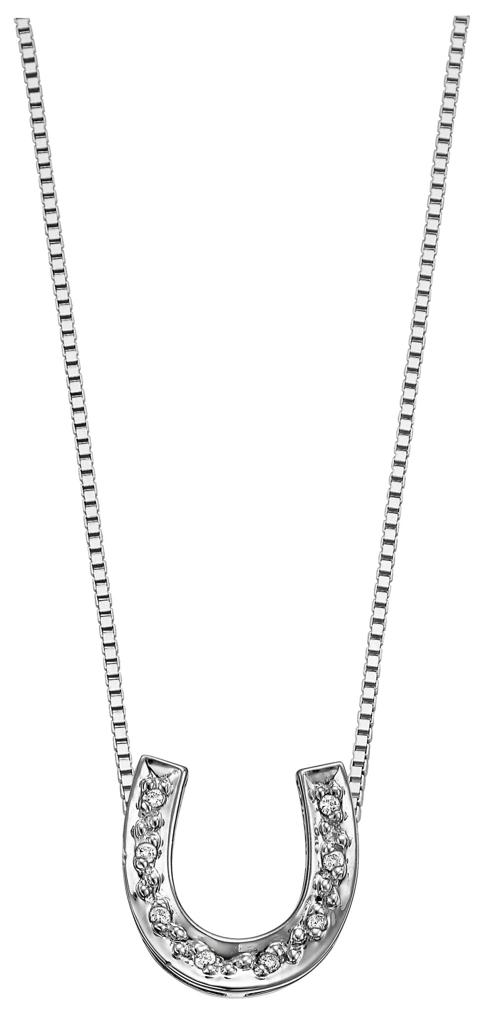 10K White Gold Horseshoe Diamond Pendant 0.06CTW.