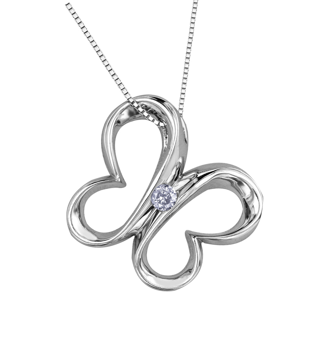 Sterling Silver White Gold Diamond Pendant 0.11CTW.