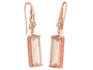 10K Rose Gold Drop Diamond Earrings 0.07CTW.