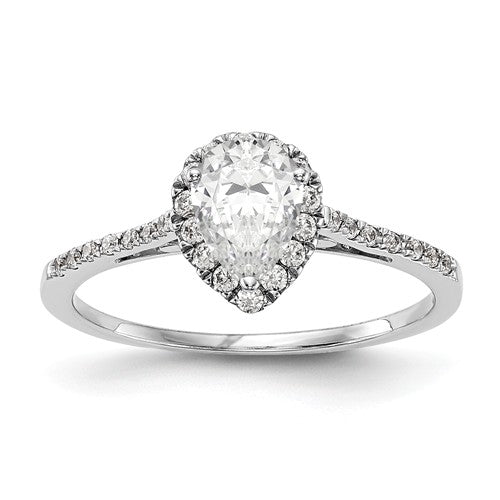 14K White/Yellow 0.25 Pear Shape Halo Diamond Engagement Ring