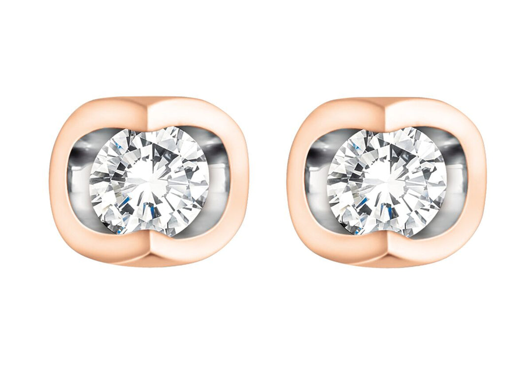 10K Rose Gold Stud Diamond Earrings 0.06CTW.