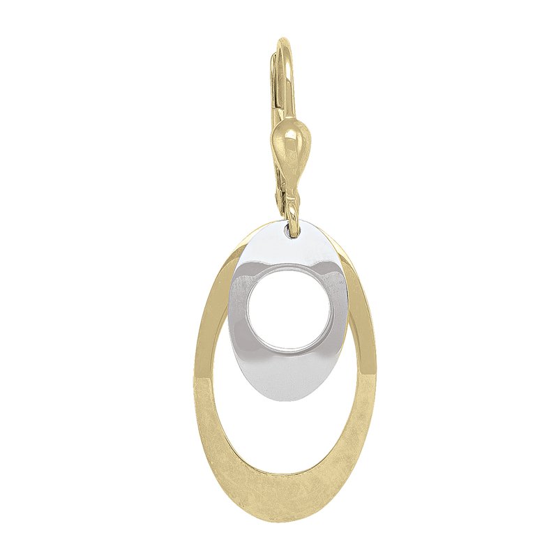 10K Two Tone Dangle Gemstone Earrings CTW.