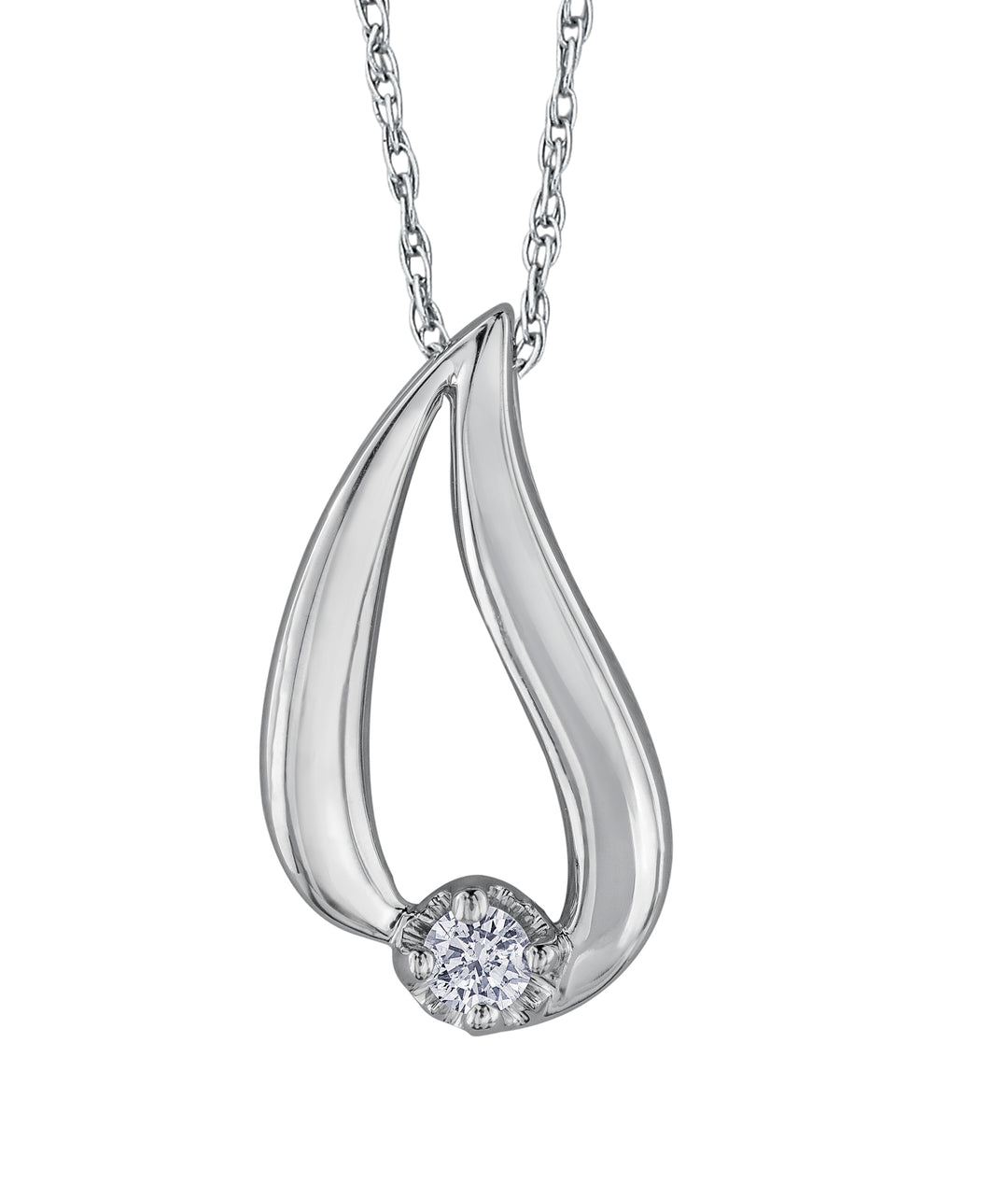 10K White Gold Diamond Pendant 0.04CTW.