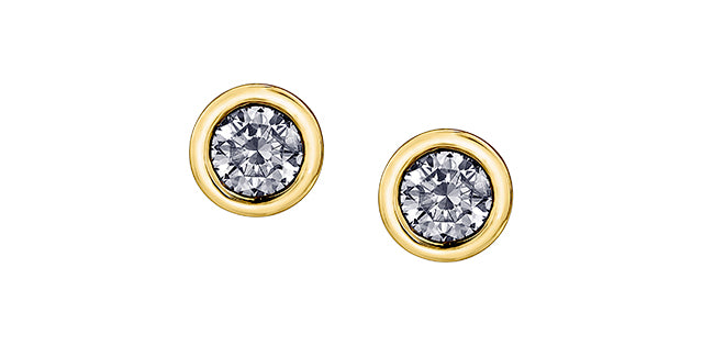 14K Yellow Gold Stud Diamond Earrings 0.30CTW.