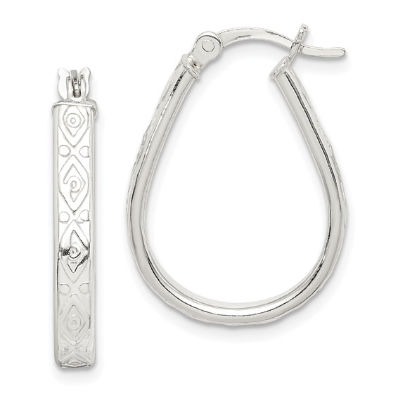 Sterling Silver White Gold Medium Hoop Silver Earrings