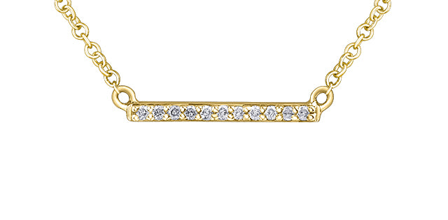 10K Yellow Gold Bar Diamond Pendant 0.05CTW.
