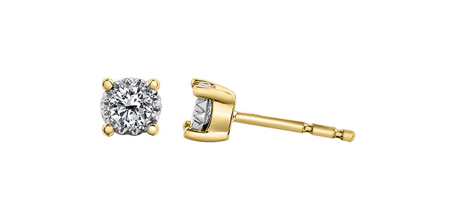 10K Two Tone Stud Diamond Earrings 0.25CTW.