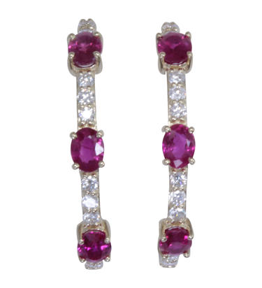 14K Yellow Gold Medium Hoop Gemstone Earrings 1.32CTW.