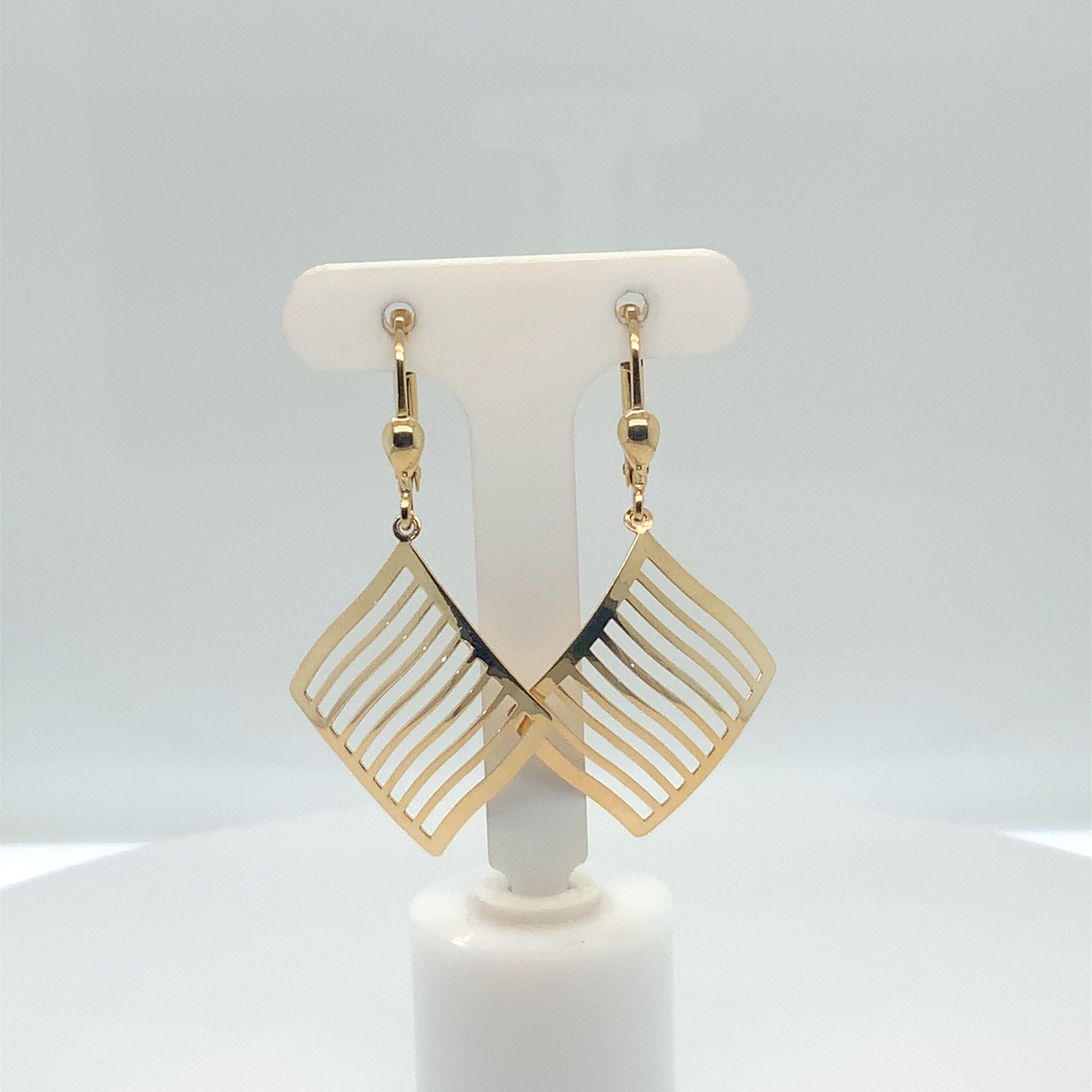 14K Yellow Gold Lever Back Gold Earrings