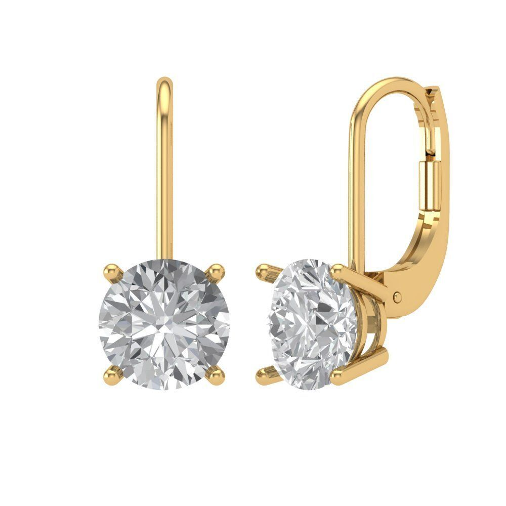 14K Yellow Gold Lever Back Diamond Earrings – Jewellery Plus