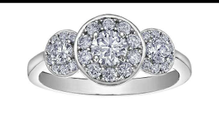 10K White Gold 0.50 Round Brilliant Cut Three Stone Diamond Engagement Ring