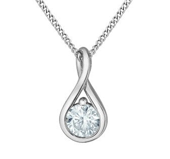 10K White Gold Drop Diamond Pendant 0.25CTW.