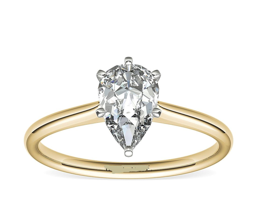 14K Yellow Gold 1.00 Pear Shape Solitaire Diamond Engagement Ring