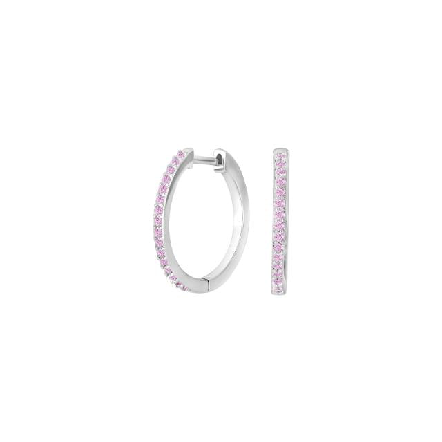 Sterling Silver White Gold Medium Hoop Silver Earrings