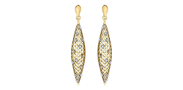 10K Yellow Gold Drop Diamond Earrings 0.20CTW.