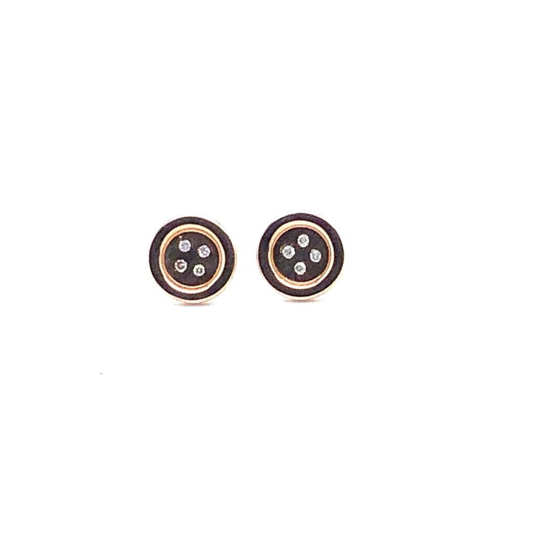 10K Rose Gold Stud Diamond Earrings 0.04CTW.