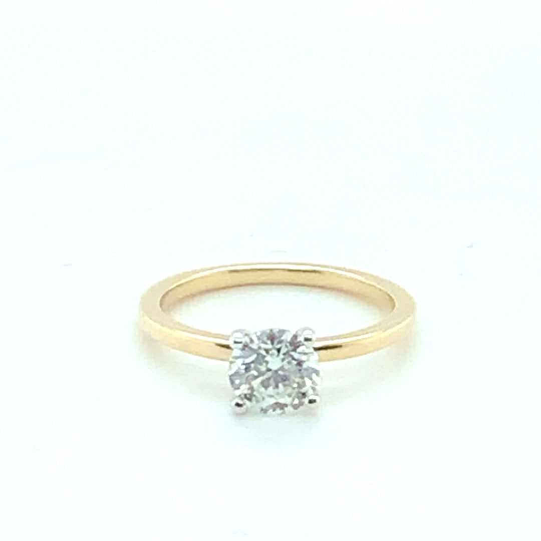 14K Yellow Gold 1.00 Round Brilliant Cut Solitaire Diamond Engagement Ring