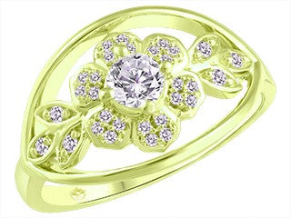 Women's 10K Yellow Gold 0.23 Round Brilliant Cut Diamond, Fashion Ring