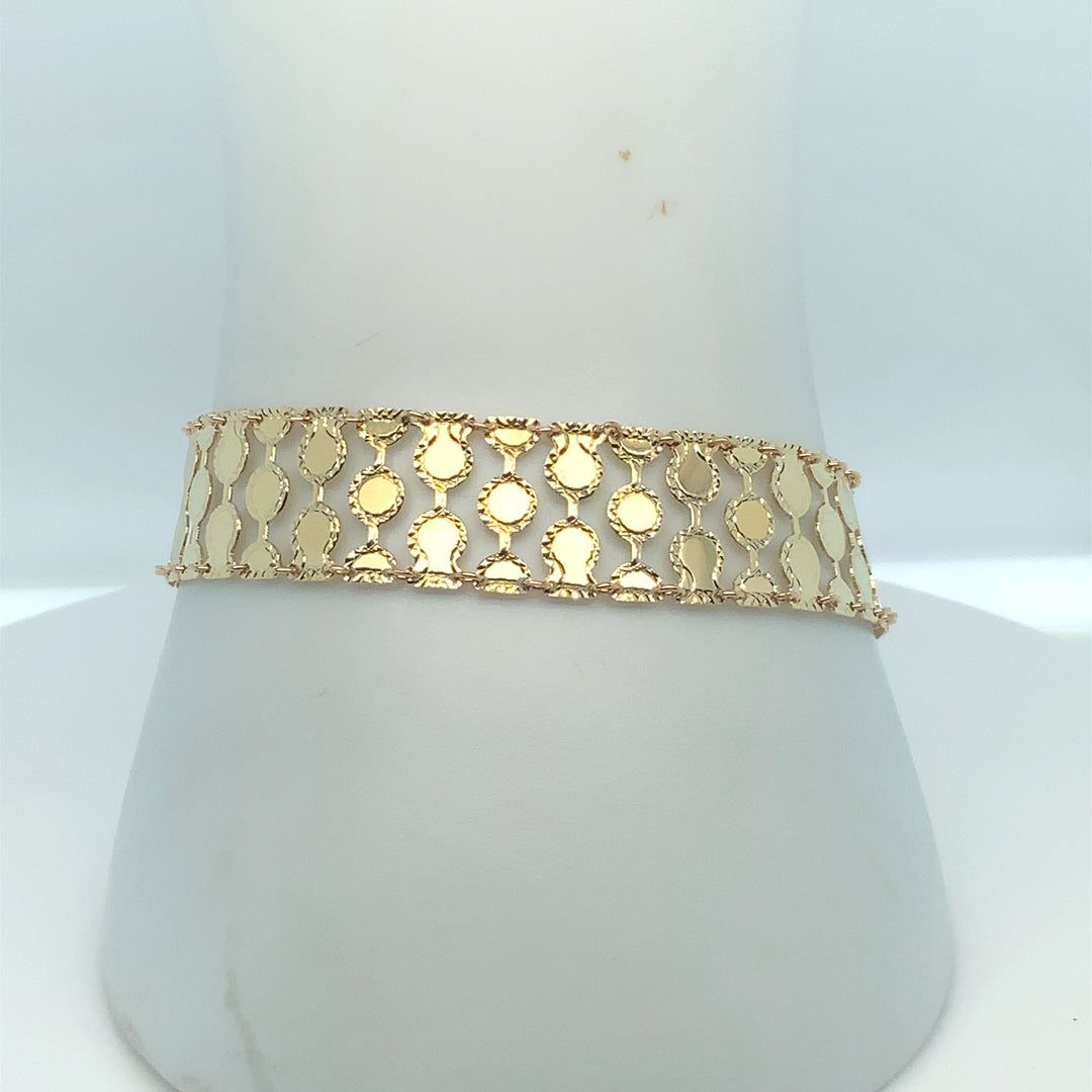14K Yellow Gold Fancy Link 10 ", Weight 7.5 Grams, Gold Bracelet