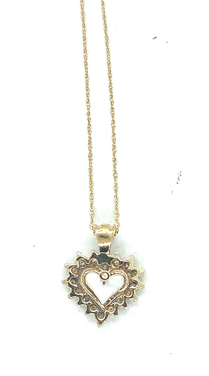 10K Yellow Gold Heart Diamond Pendant 0.09CTW.