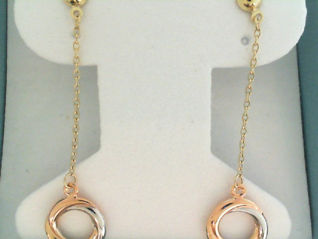 10K Tri Tone Drop Gold Earrings