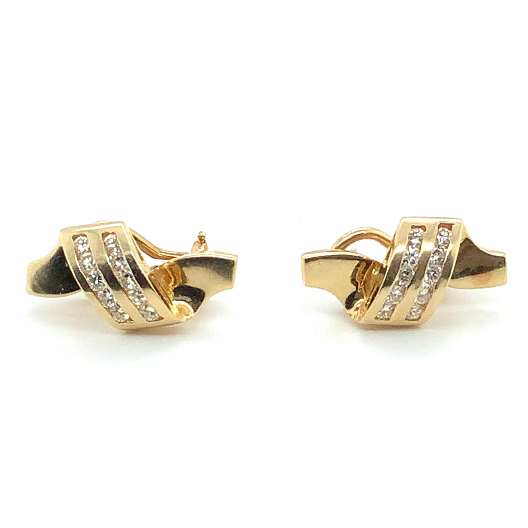 14K Yellow Gold Drop Diamond Earrings CTW.