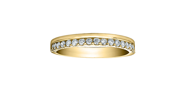 Women's 14K Yellow Gold 0.33 Round Brilliant Cut Diamond Wedding Band