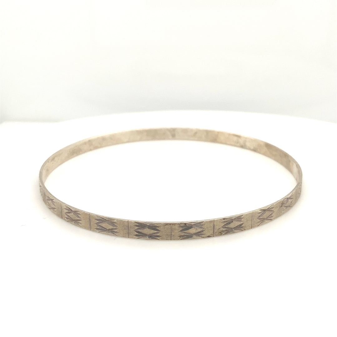 Sterling Silver White Gold Bangle 7 ", Weight 5.9 ,Silver Bracelet
